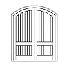 2-panel plank segment top double door
Unit Dimension 122" x 133-5/8"
Door Dimension 60" x 132
Panels - plank
Glazing - none